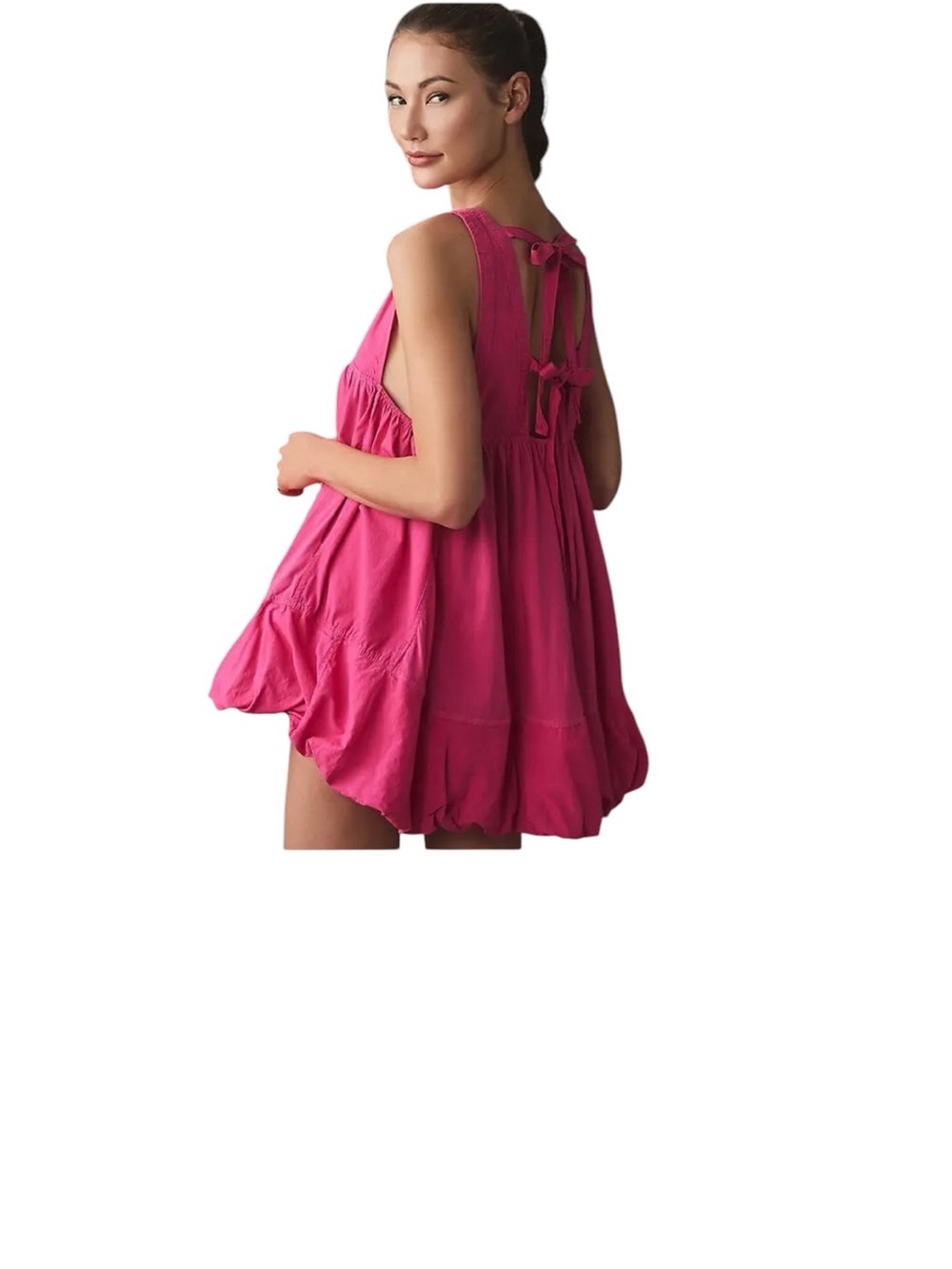 NWT Daily Practice by Anthropologie Bubble Mini Dress Hot Pink Size Medium - Picture 8 of 8